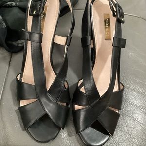 Louise et Cie, Black Lo-kalee leather slingback sandals adjustable buckle 9.5M